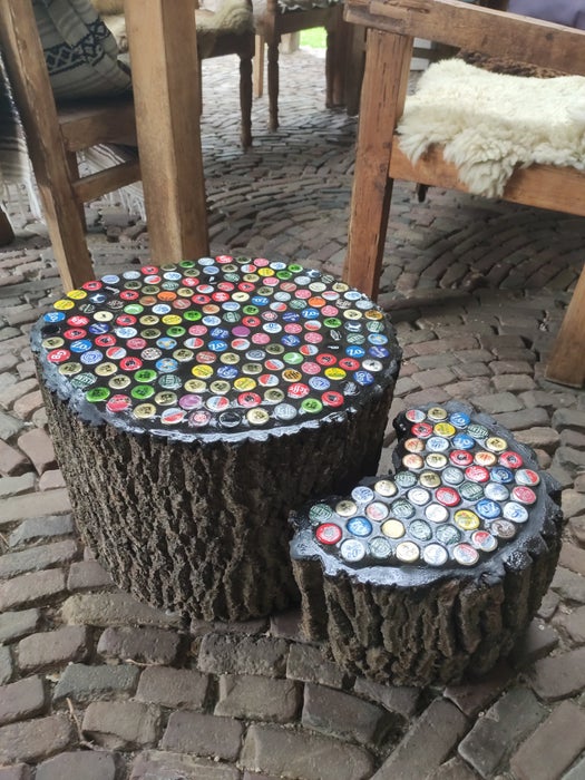 Bottle Cap Tree Trunk Table
