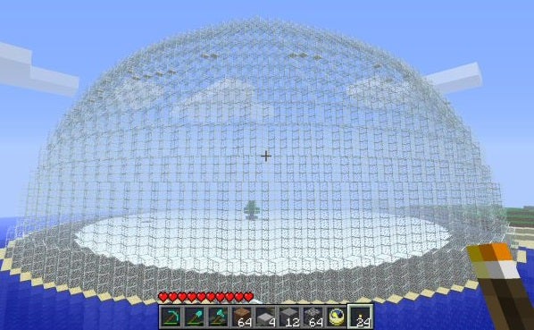 How To Make A Glass Dome On Minecraft 6 Steps Instructables