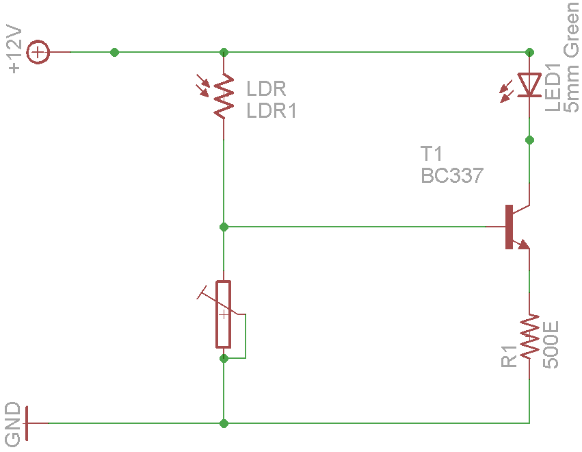 how to construct a simple circuit using LDR and transistor? Circuit Diagram