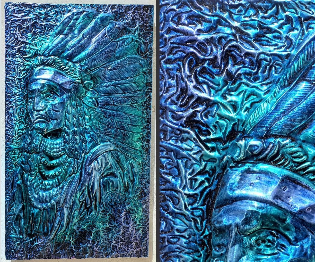 How to Make Red Indian Embossed Painting / Metal Art 4 Steps (with