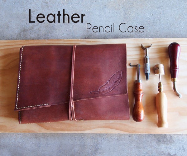 Large Leather Pencil Case for Art Supplies & More