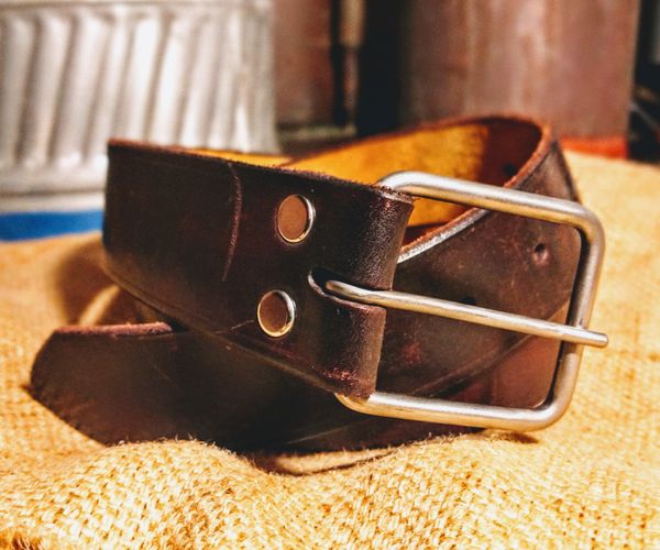 Leather Belt With Diy Titanium Buckle 