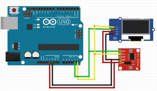Digital Clock With Arduino Uno,OLED Display and RTC Module : 3 Steps ...