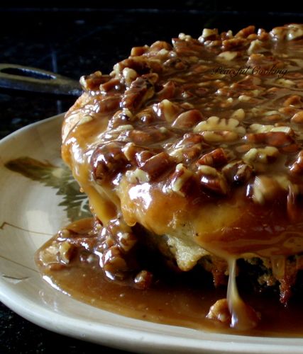 DIY guide for Buttermilk Skillet Cake with Pecan Praline Topping with step-by-step instructions