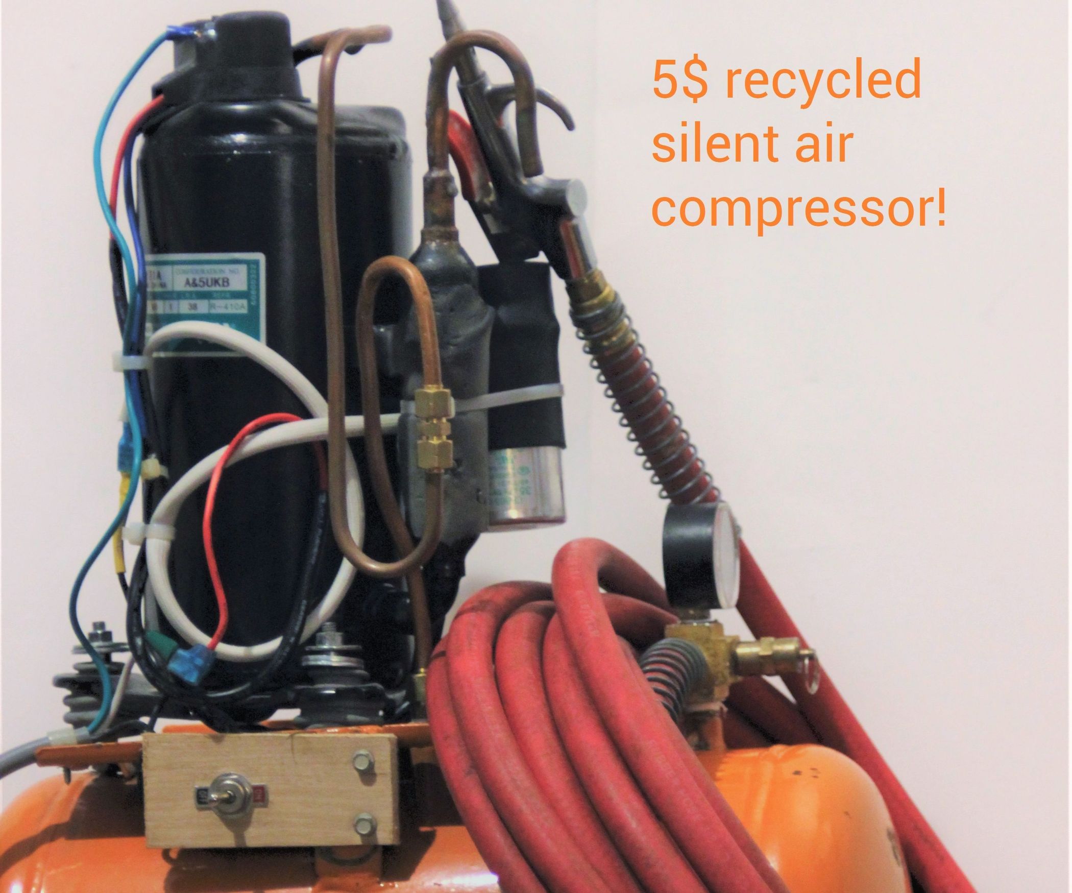 Silent Air Compressor Made of Recycled Rubbish! 5 Steps (with