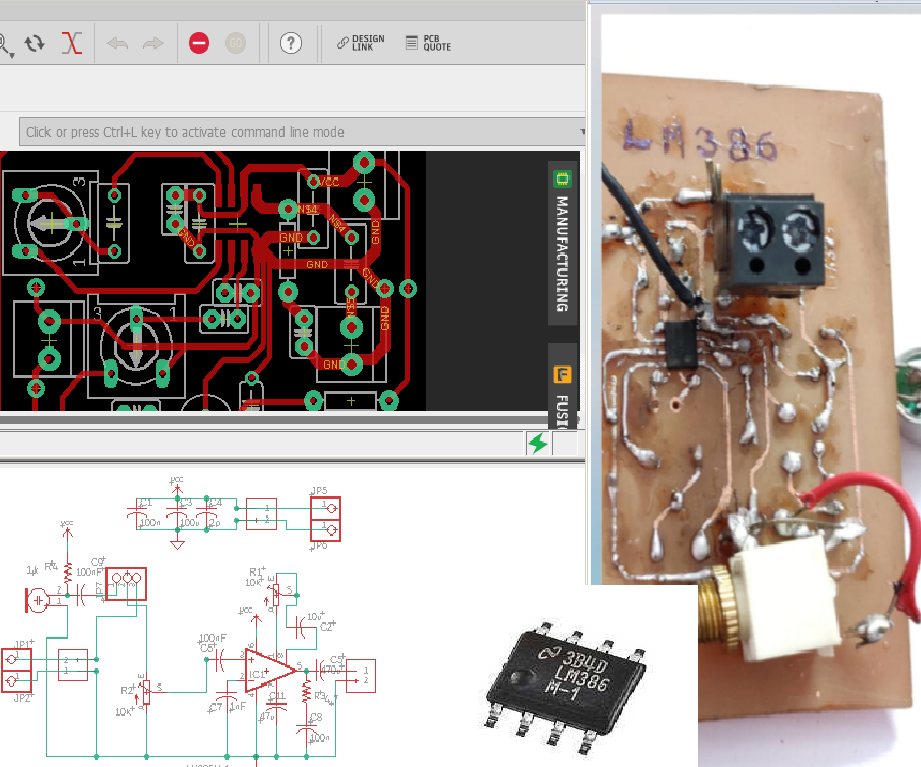 DIY guide for DIY LM386 Audio Amplifier : Datasheet,Circuit,PCB,Hardware with step-by-step instructions