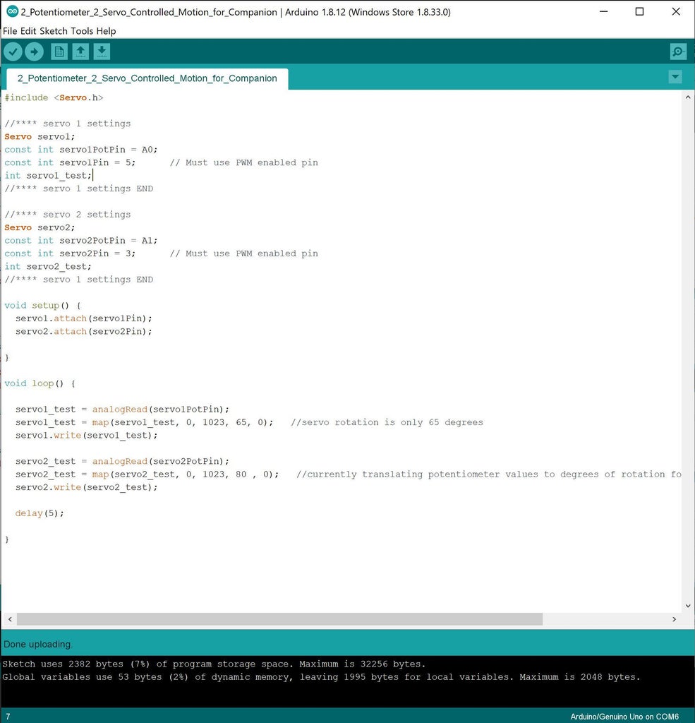 2 Potentiometers & 2 Servos: Controlled Motion With Arduino : 4 Steps ...