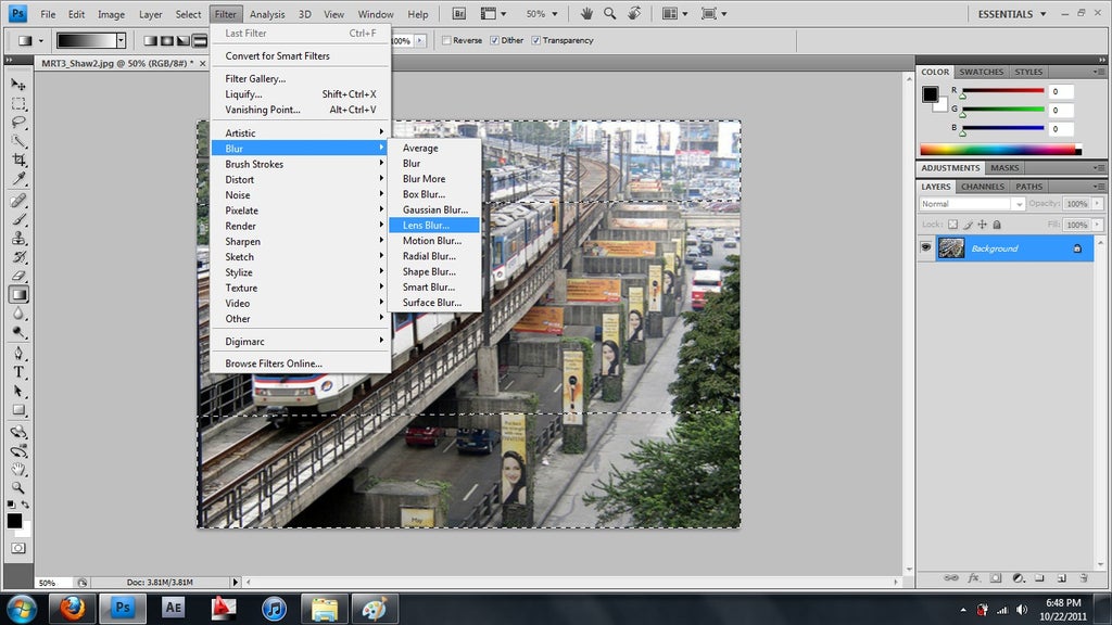 achieve miniature effect via photoshop