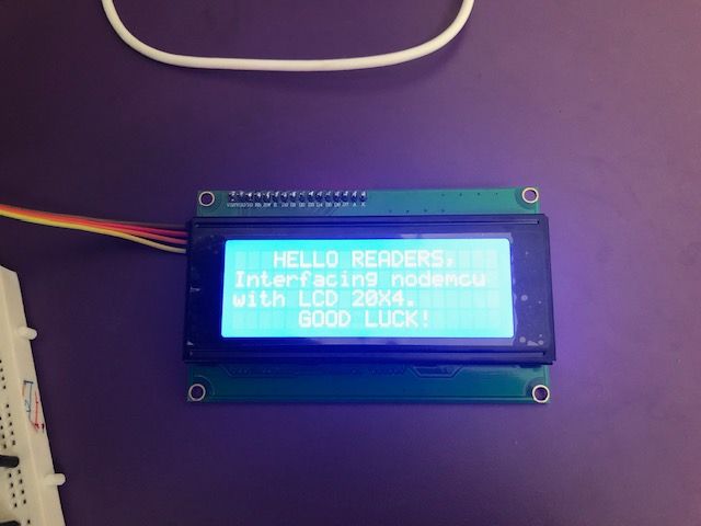 Interfacing LCD 20X4 Display to Nodemcu 