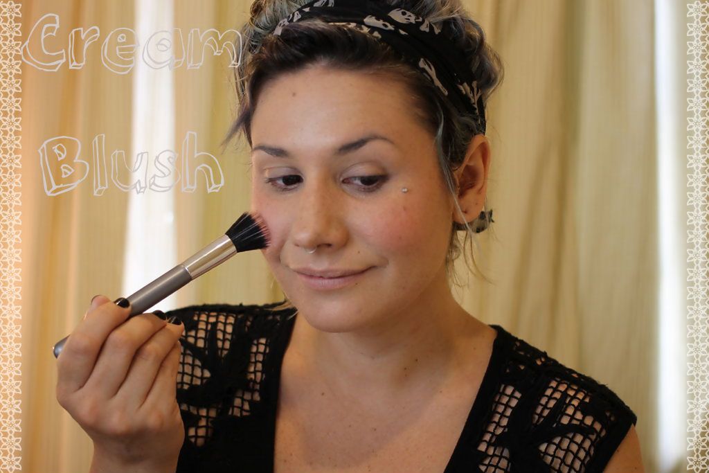 applying liquid blush