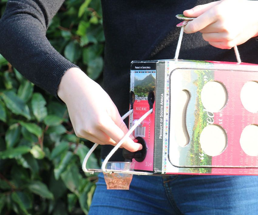 DIY guide for Wine Bag-in-Box-Cup holder with step-by-step instructions