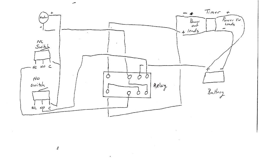 How do I wire a 12V DC motor to micro switches, relay digital timer and