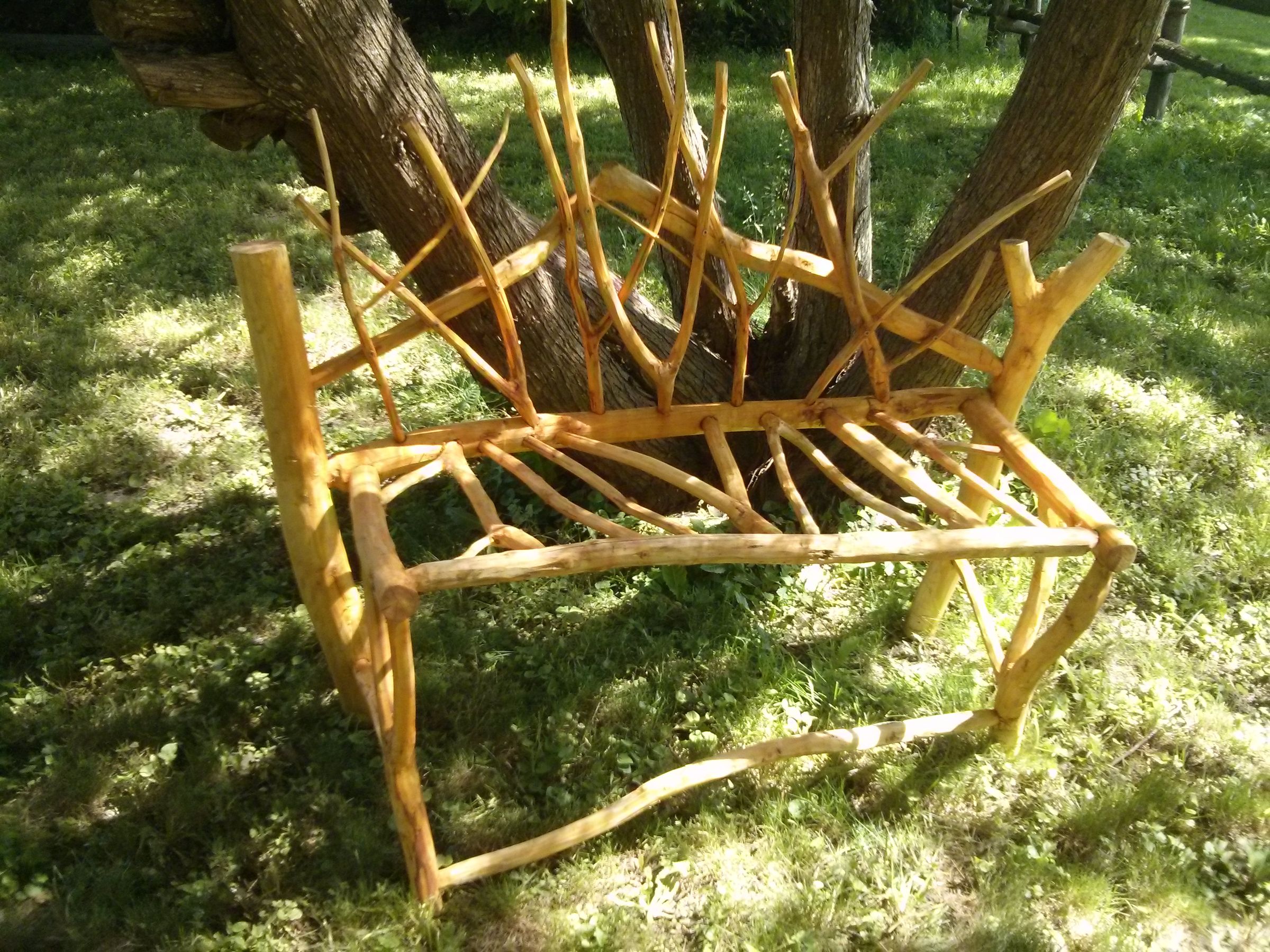 Decorative Garden Bench Made From Fallen Tree Limbs 9 Steps