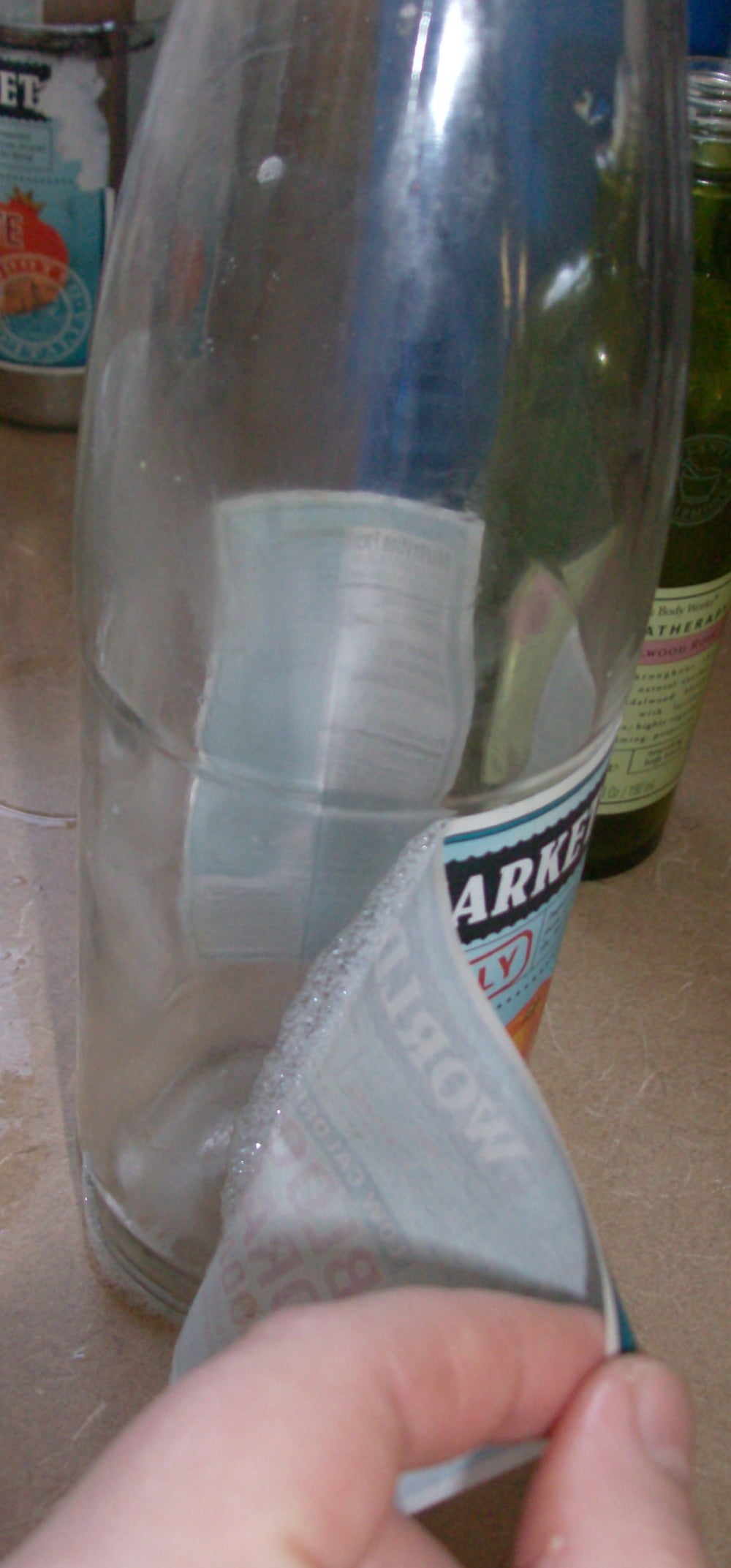 How to get the labels off wine bottles