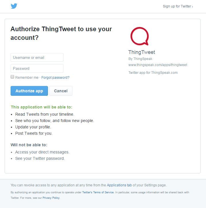 Picture of Create a Twitter and Thingspeak Account