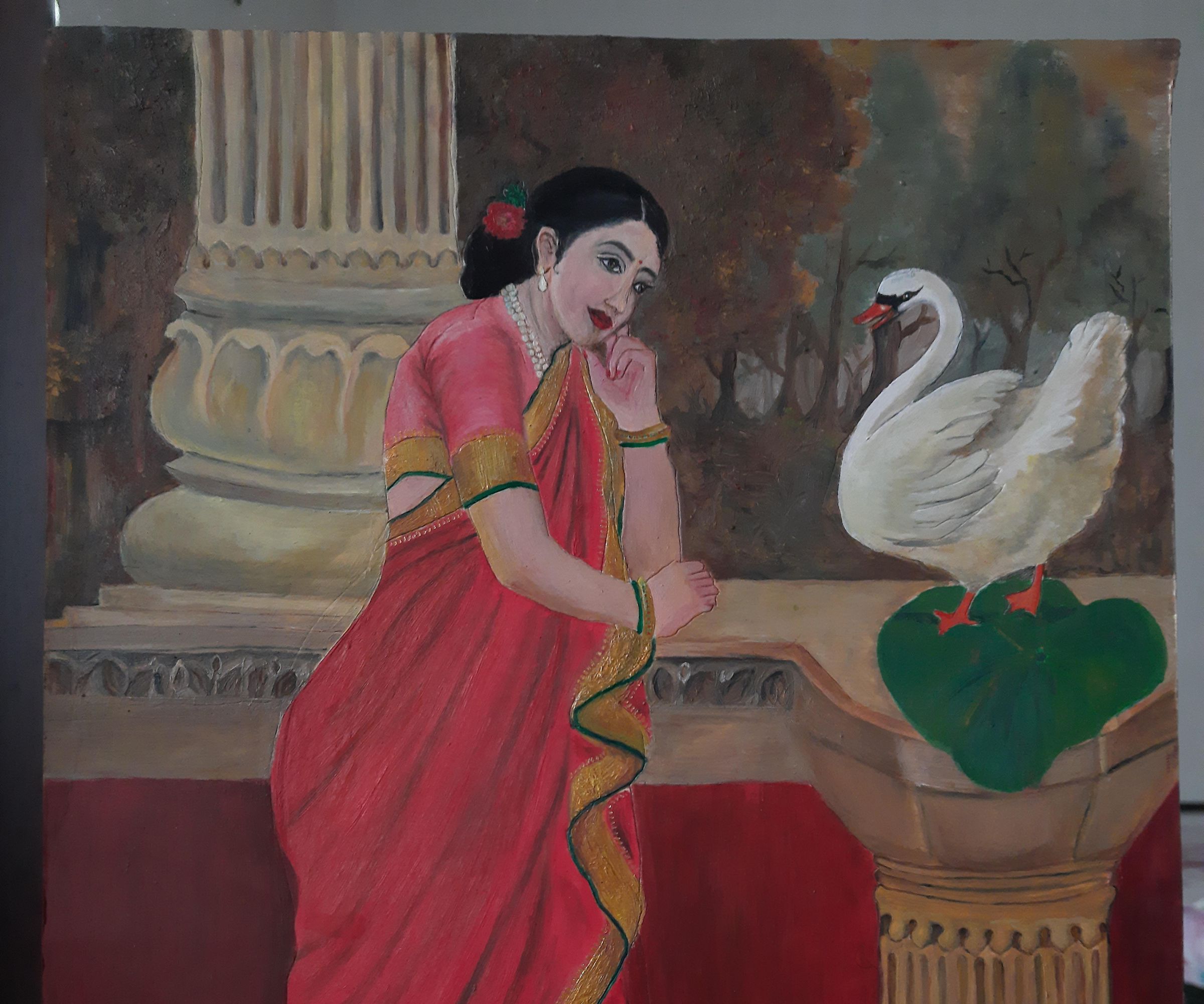 Step-by-step guide for oil painting of princess damayanti DIY Project DIY project