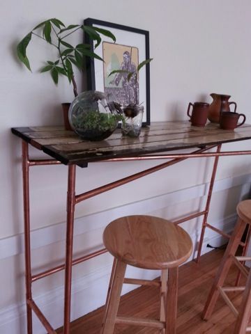 easy copper pipe and reclaimed wood table DIY Project - Step-by-Step ...