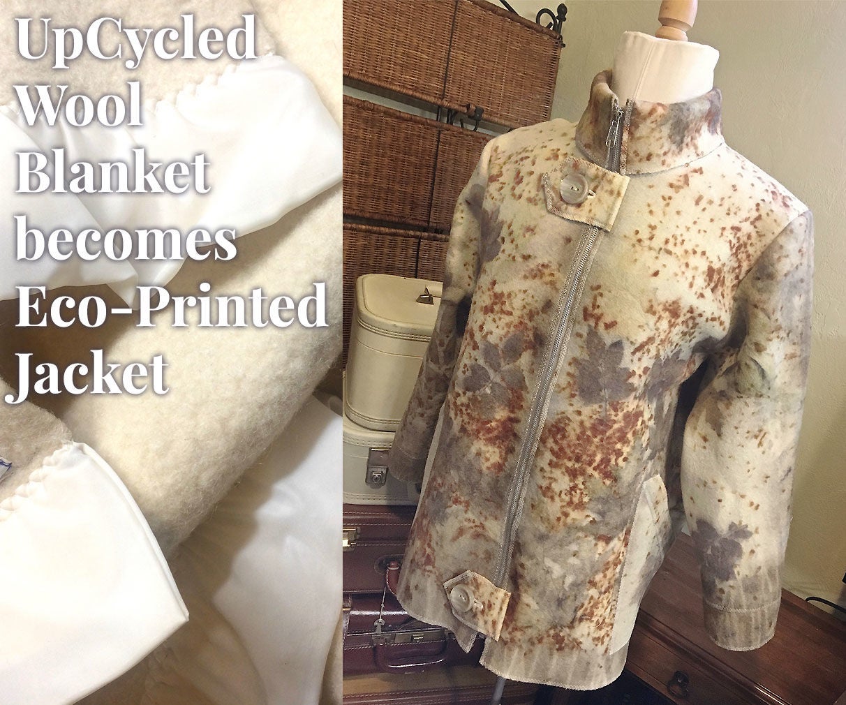 UpCycled Wool Blanket EcoPrinted Jacket 12 Steps (with