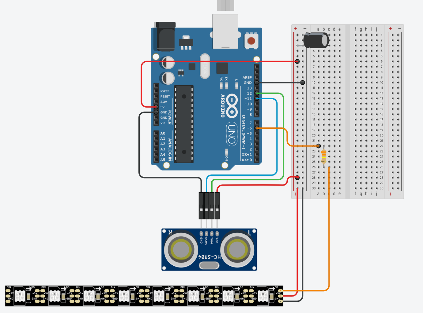 How to Use an Ultrasonic Sensor to Control Neopixels With Arduino. : 13 ...