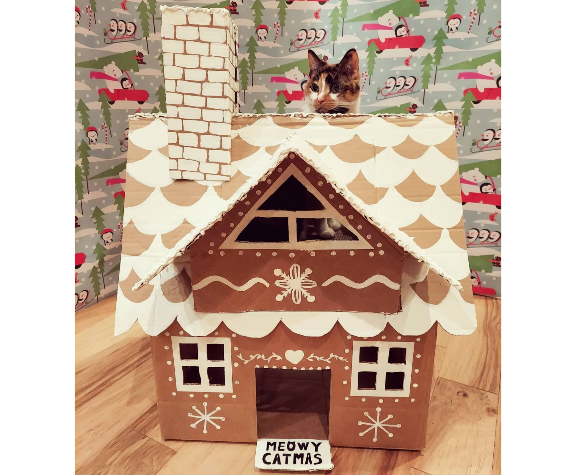 cardboard gingerbread cat house DIY Project DIY Project Image