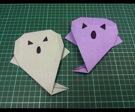 Step-by-step guide for how to make an origami paper ghost. DIY Project DIY project