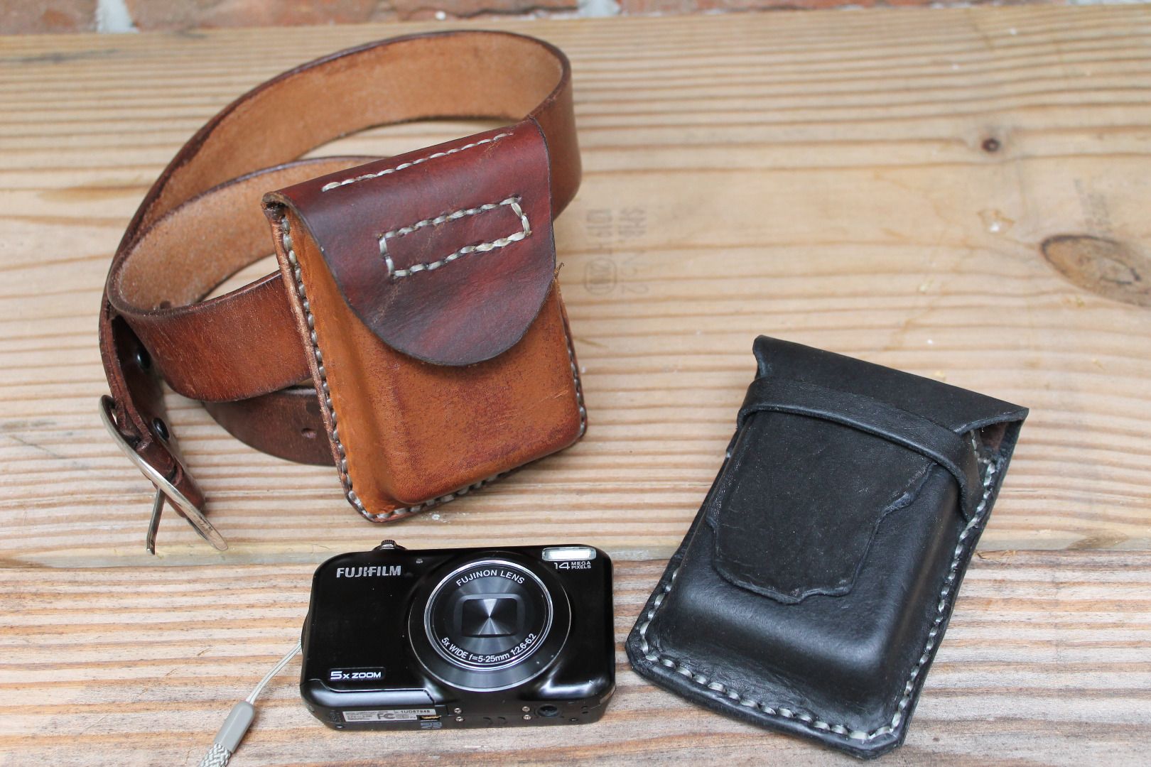 small leather camera case
