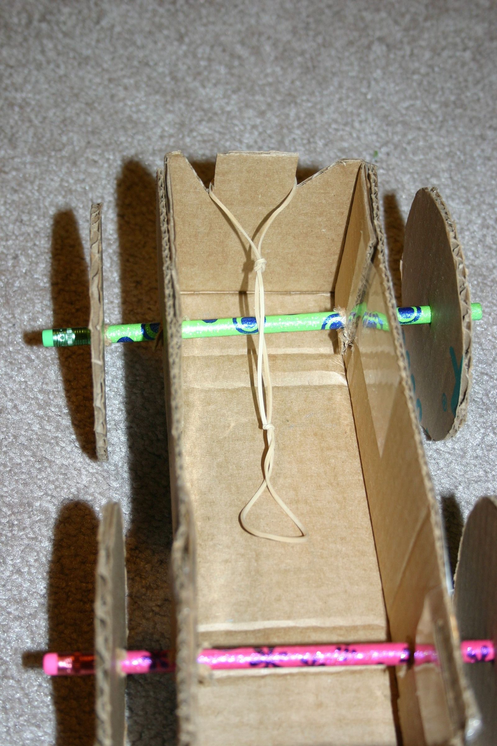 Rubber Band Powered Cardboard Car 10 Steps Instructables