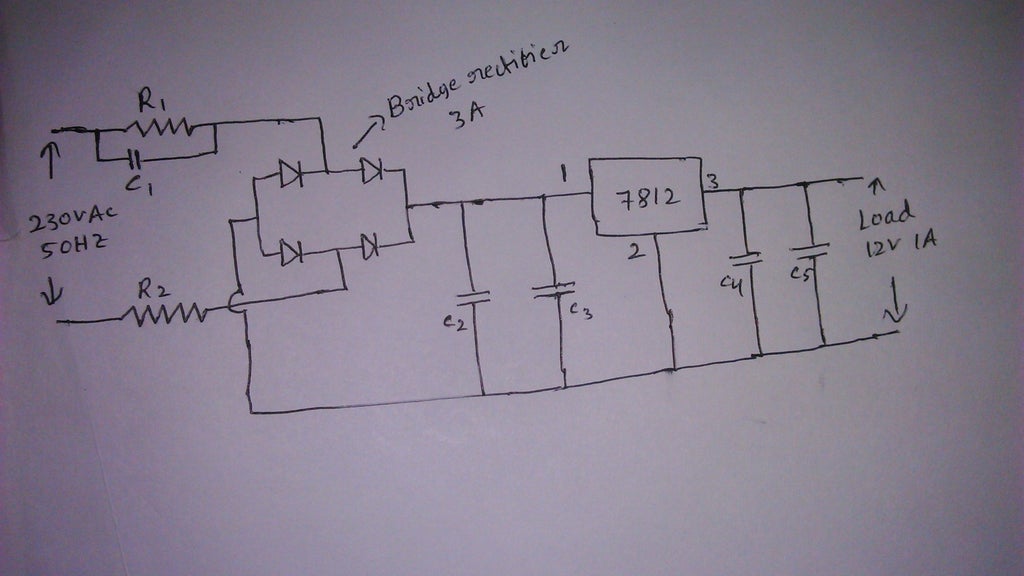 AC to DC Converterdiode Bridge 3 Steps Circuit Diagram