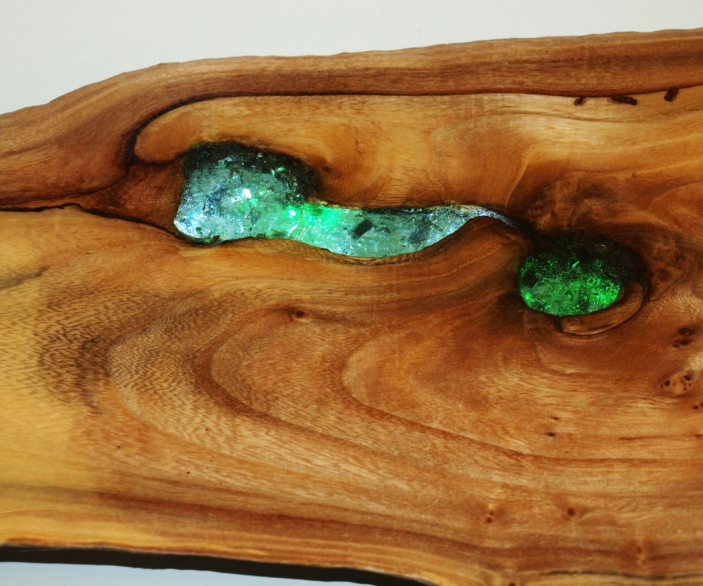gnarly wood projects with weird wood, broken glass, led's and epoxy. DIY Project DIY Project Image