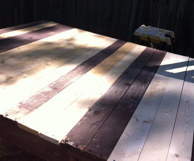 DIY guide for Re-furbish the deck of an old swing set with step-by-step instructions
