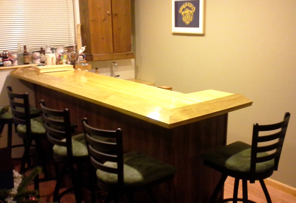 Home Bar With Reclaimed Bowling Alley Top 15 Steps Pictures Instructables Reclaimed Bowling Alley Bar Top, Reclaimed Bowling Alley Kitchen Island