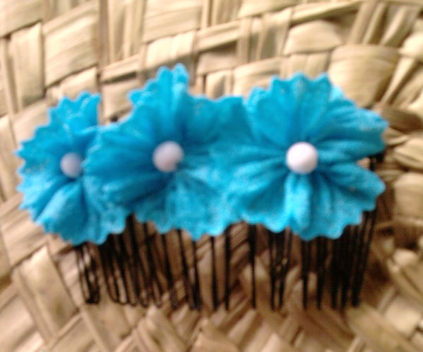 Blue Flowers Hair Comb