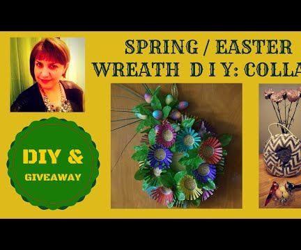 DIY guide for SPRING / SUMMER RAINBOW FLOWER WREATH FROM RECYCLED ITEMS with step-by-step instructions