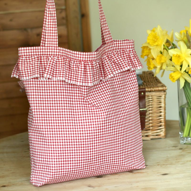 Gingham and Ruffles Summer Tote Bag 5 Steps (with Pictures