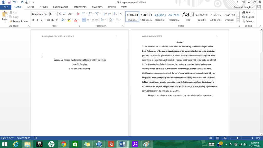 Formatting Apa Style In Microsoft Word 2013 9 Steps Instructables Apa Font Size And Style