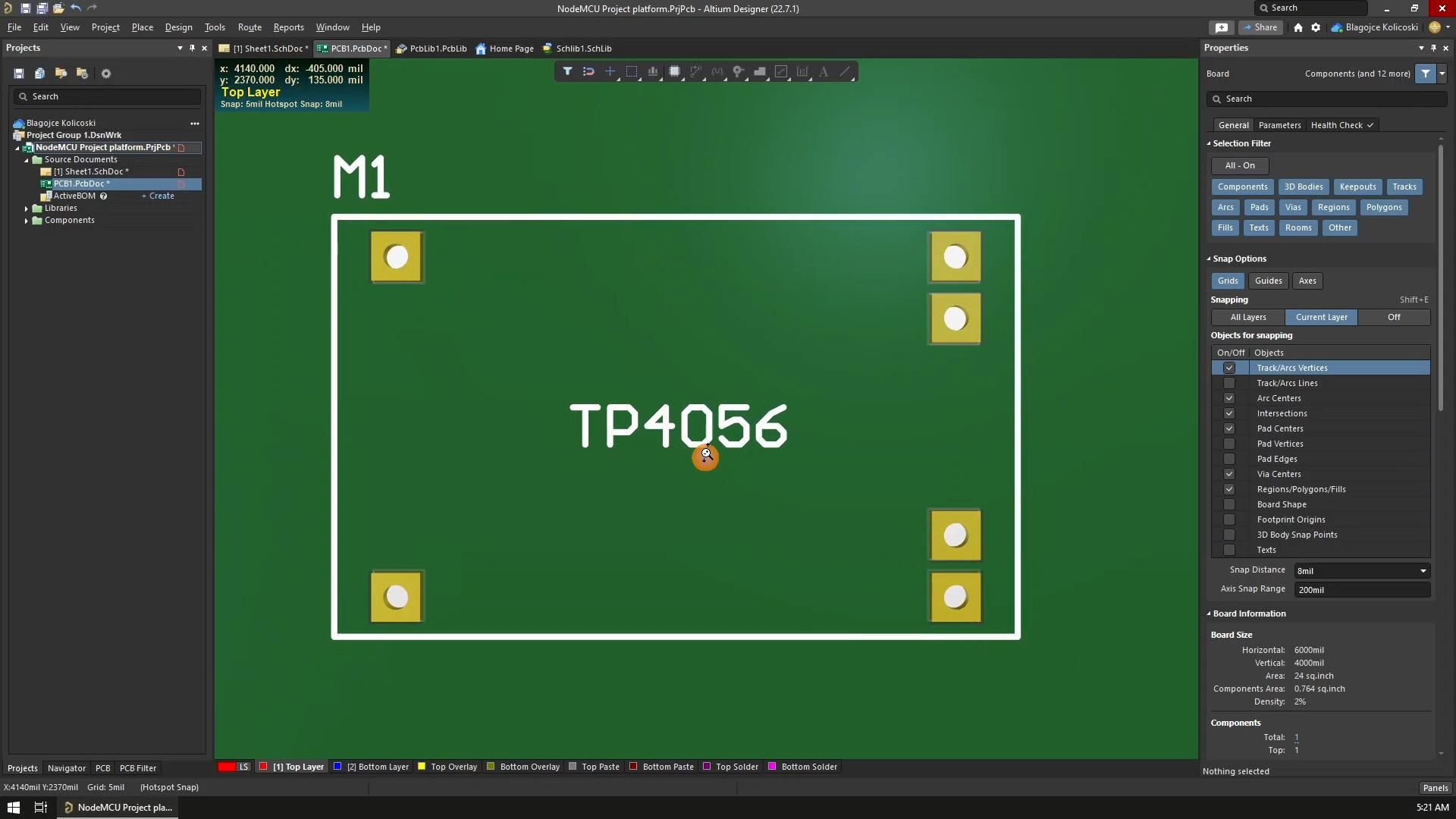 Custom Footprint for TP4056 Module in Altium Designer 3 Steps