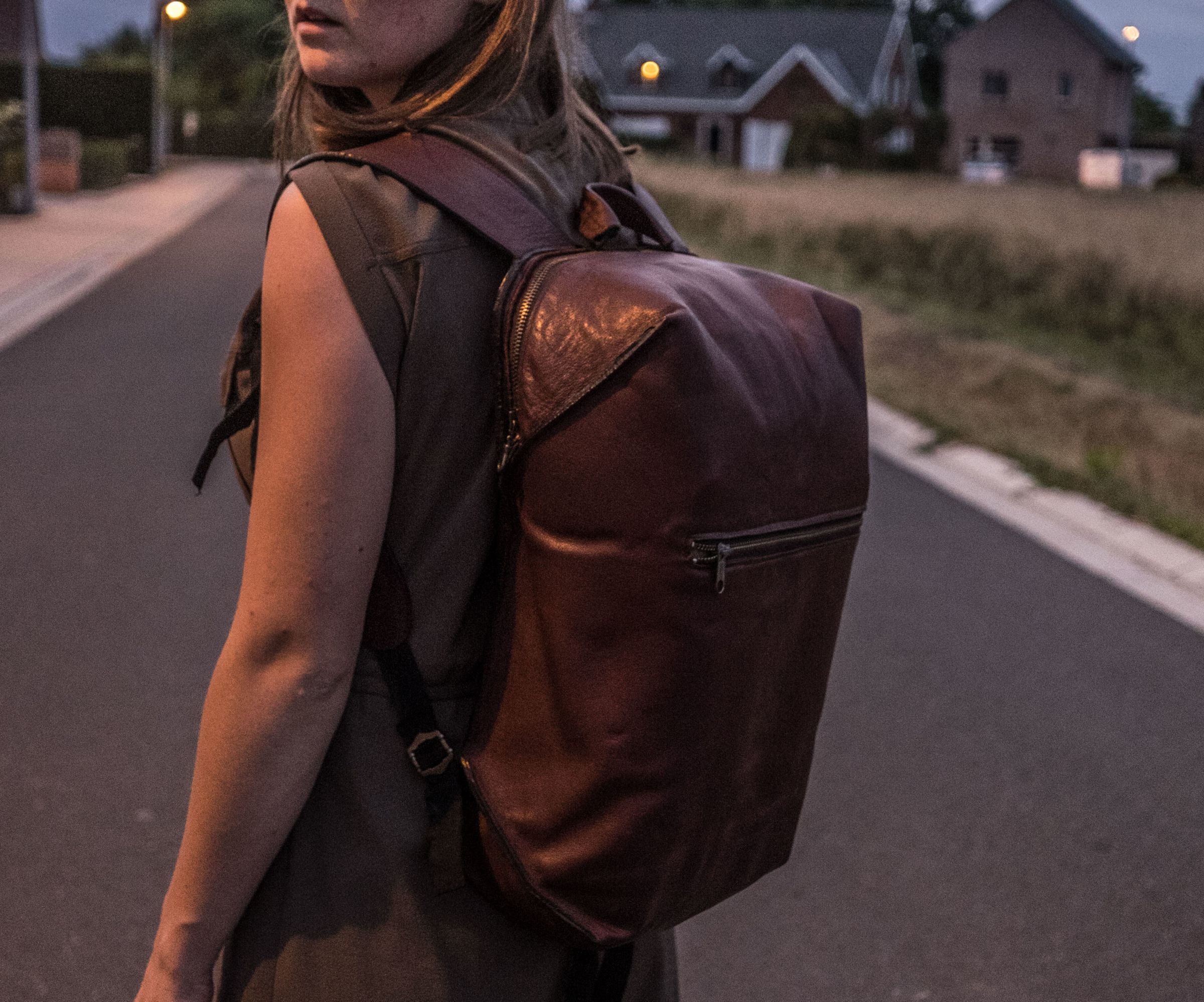 modern leather backpack