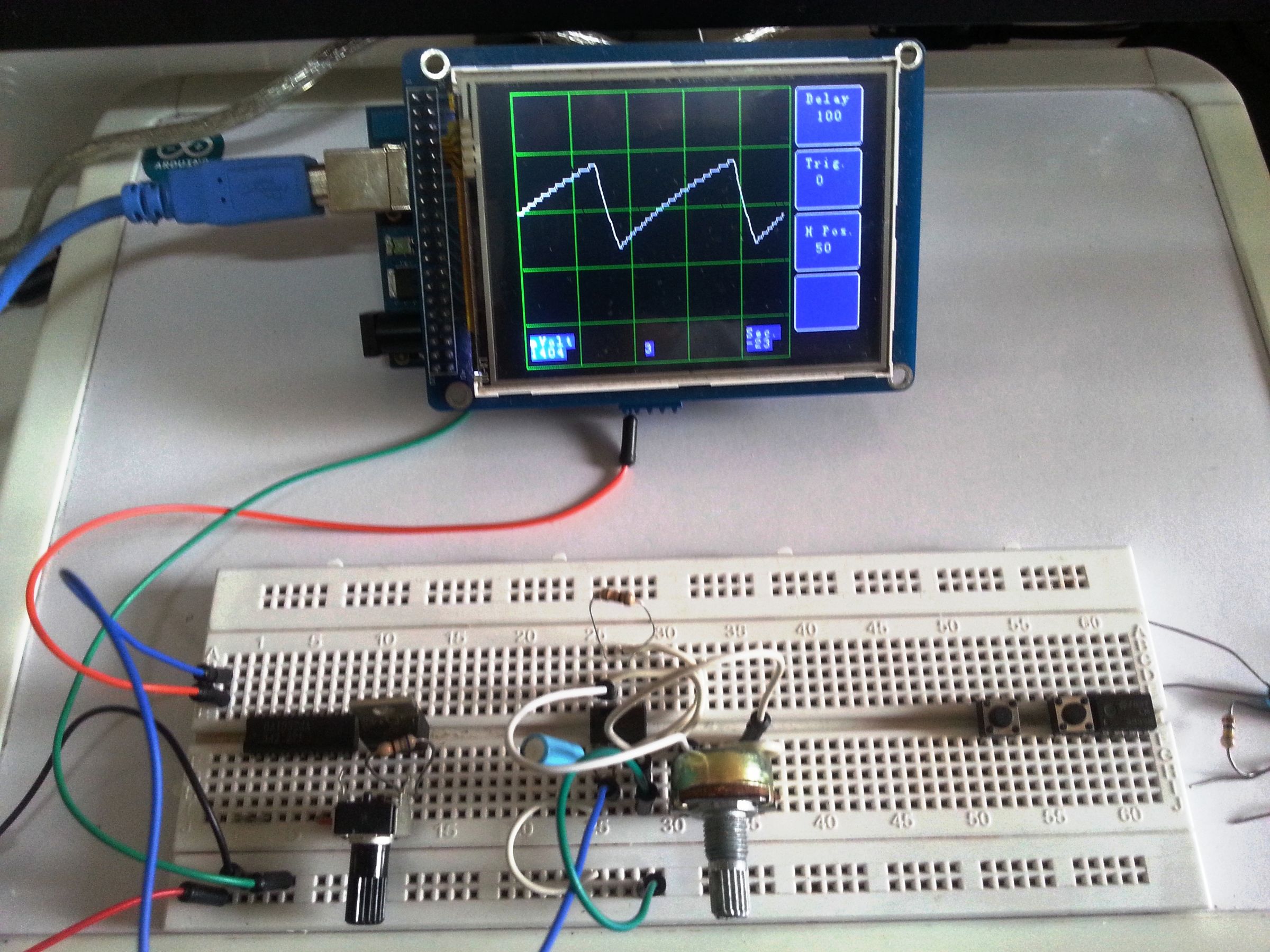 Make an Oscilloscope Using the SainSmart Mega2560 With the TFT LCD