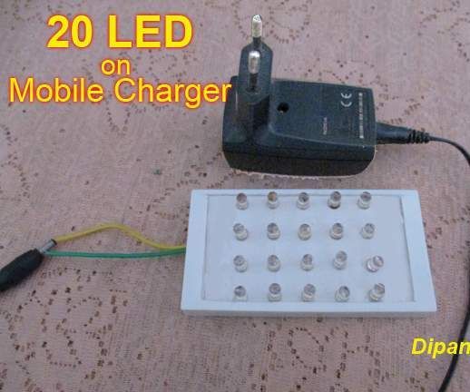 20 led’s on mobile charger DIY Project DIY Project Image