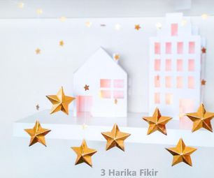 Diy 3D Gold Star Garland With Paper