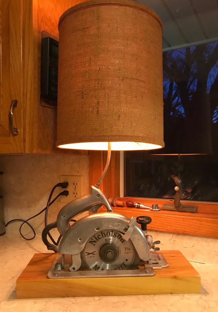 Vintage Circular Saw Table Lamp 8 Steps With Pictures Instructables Vintage Circular Saw Table Lamp 8, How Big Should A Light Fixture Be Over Table Saw