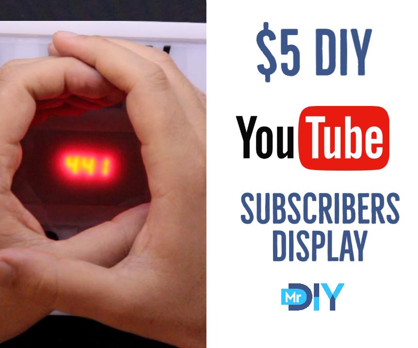 $5 diy youtube subscriber display using esp8266 - no coding needed DIY Project DIY Project Image
