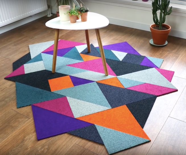 Recycled DIY Tangram Inspired Modular Carpet