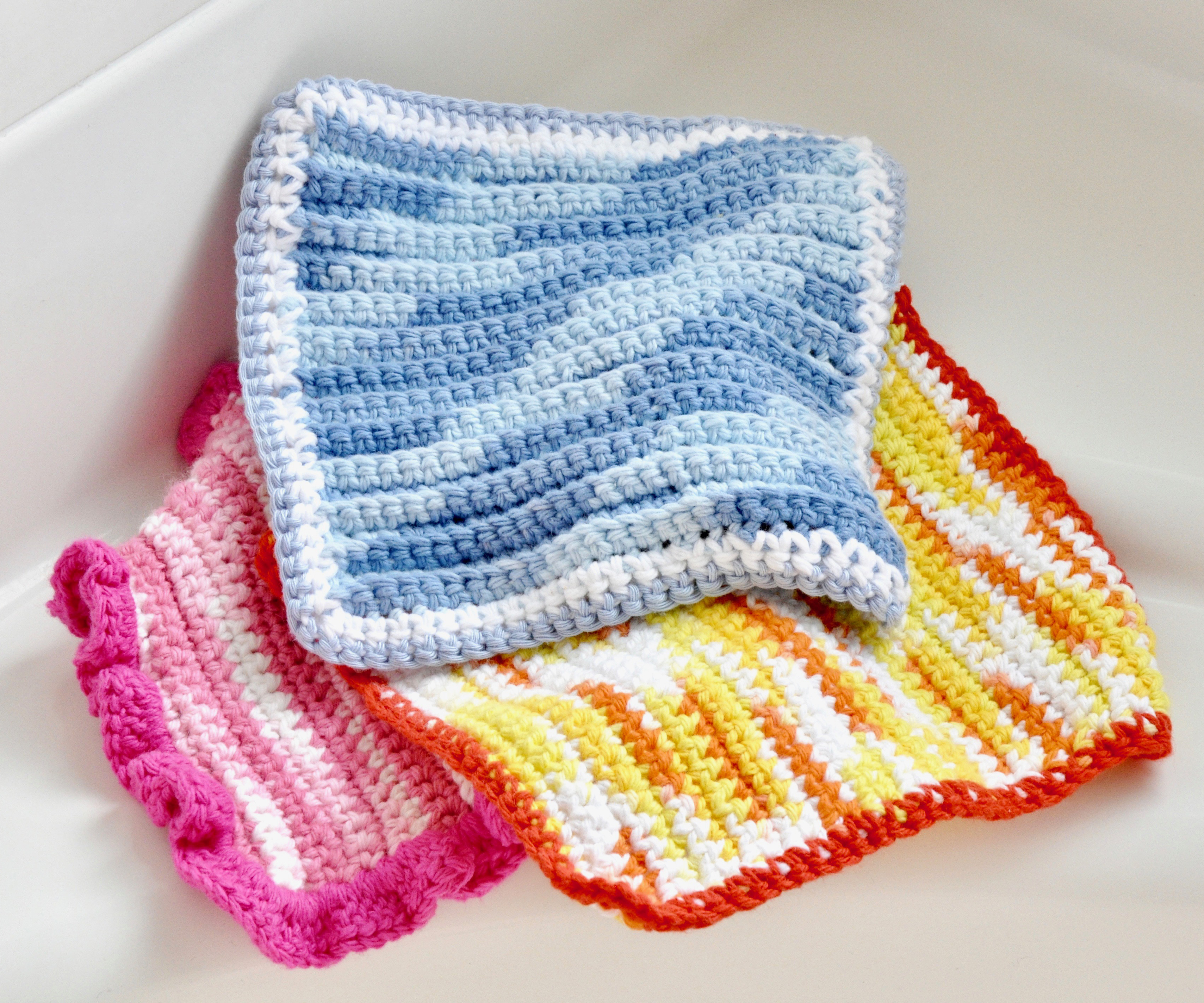 Set of 2 Variegated Crochet Washcloth Set Set of 2 Variegated Crochet Washcloth Set