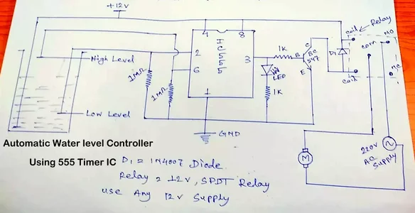 Automatic Water Level Controller Using Transistors or 555 Timer IC : 5 Steps - Instructables Automatic Water Level Controller Wiring Diagram Instructables