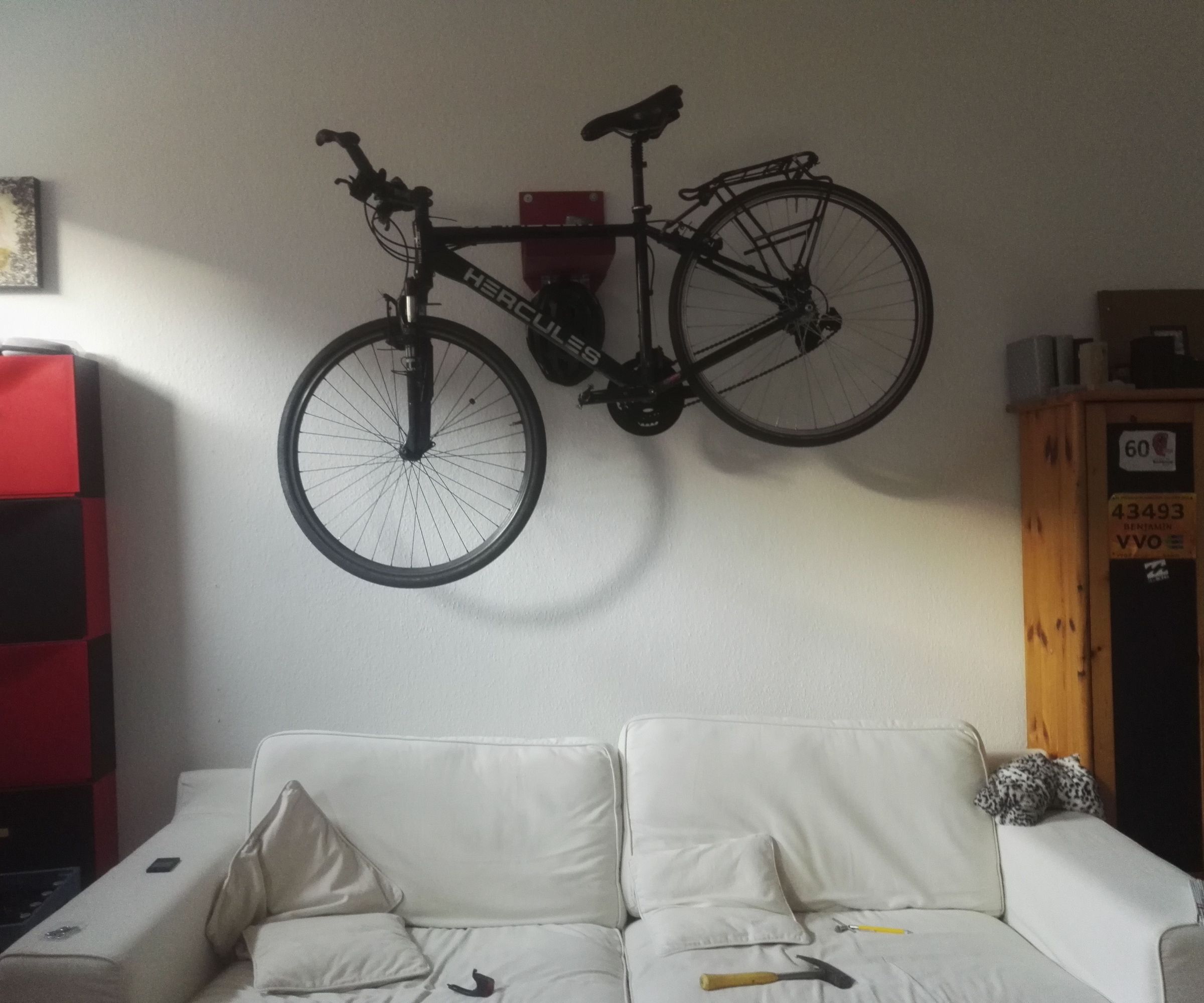 DIY guide for DIY Low-cost Bicycle Wall-mount with step-by-step instructions