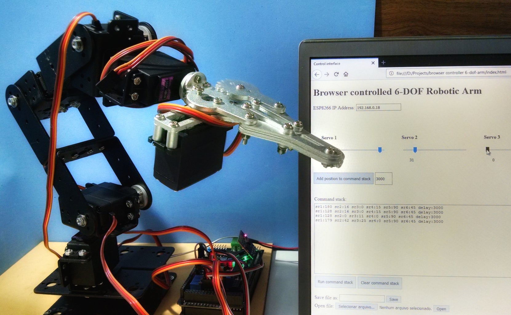 Wi-Fi Browser Controlled Robotic Arm (with Arduino and ESP8266) : 8 ...