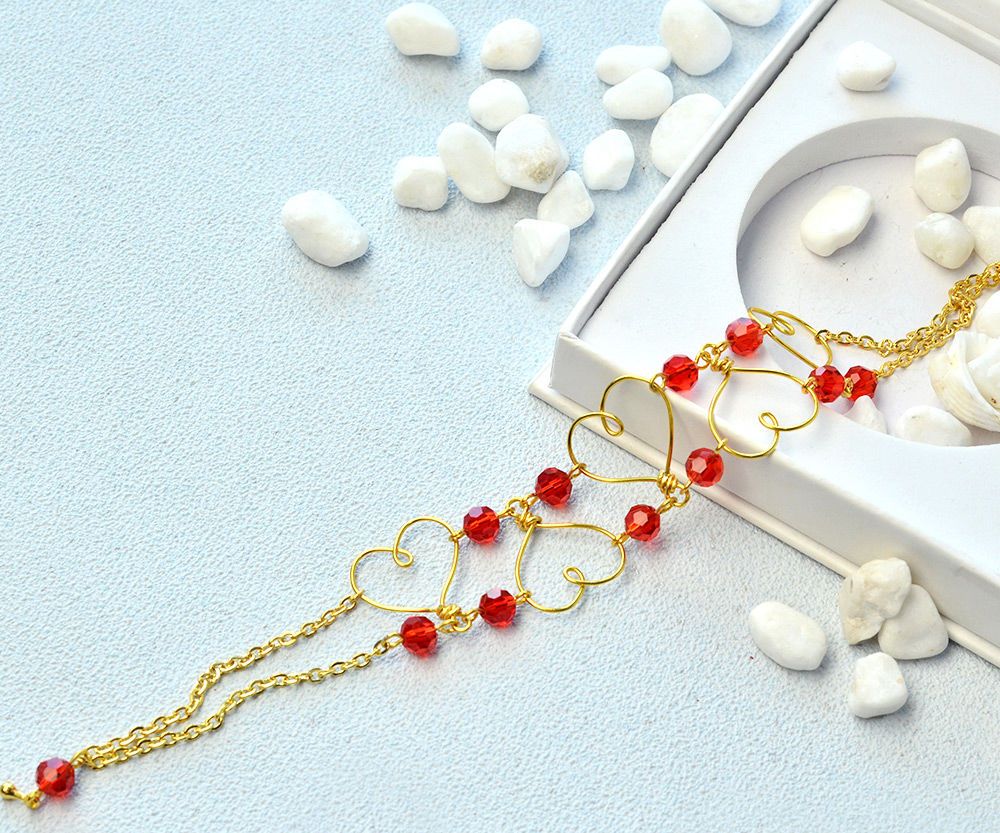 beebeecraft ideas on making wire wrapped heart bracelet with glass beads DIY Project DIY Project Image