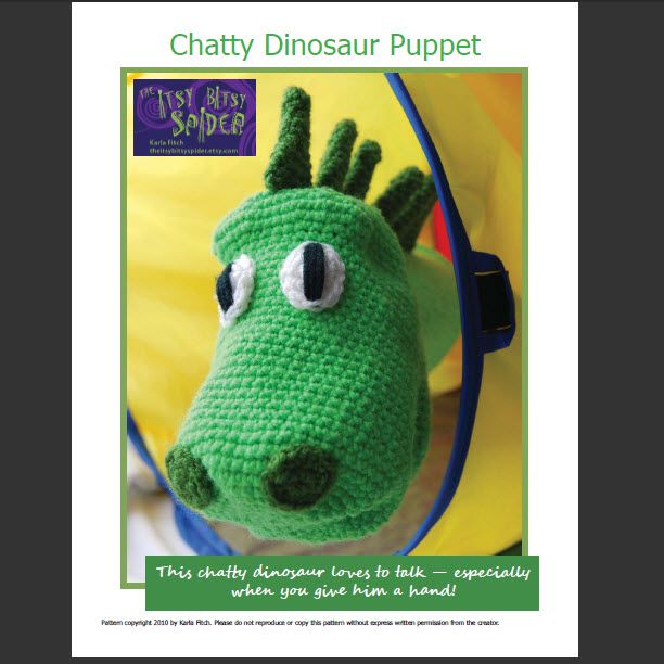 crochet dinosaur puppet