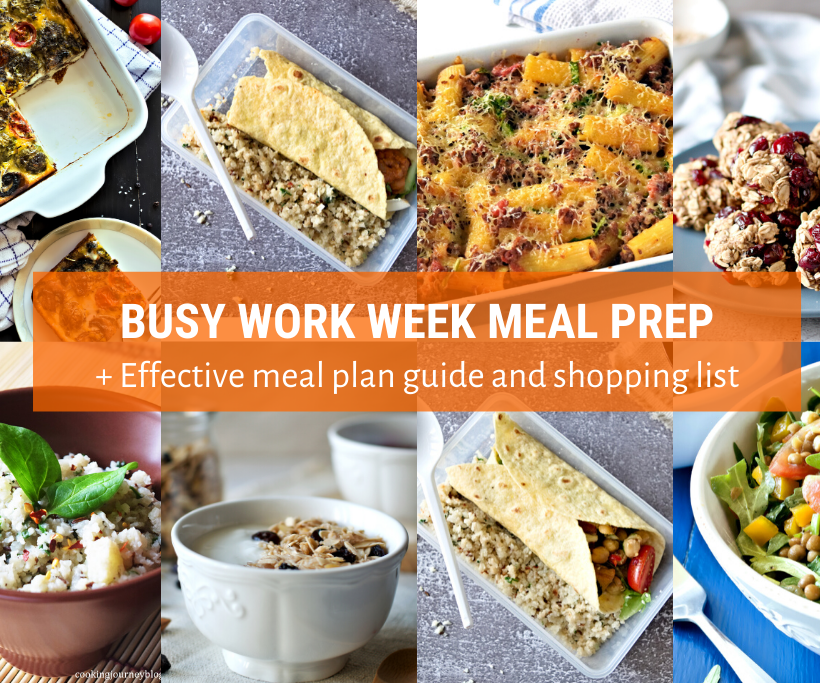 Busy Work Week Meal Prep + Effective Meal Plan Guide and Shopping List